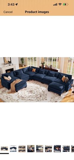 Navy Blue Modular Cloud Sectional Sofa-New