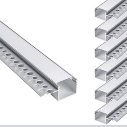 hunhun 6-Pack 6.6ft/2Meter Plaster-in LED Channel, Trimless recessed LED Aluminum Channel with Single Flange,led Channels for LED Strip, Super for Wid