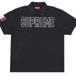 Supreme Twill Polo Shirt Black 2025