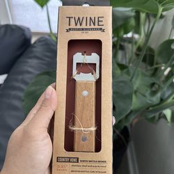 Rustic Bottle Opener featuring a stainless steel opener and an acacia wood handle.