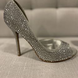 Silver Wedding Shoes Size 9 - New