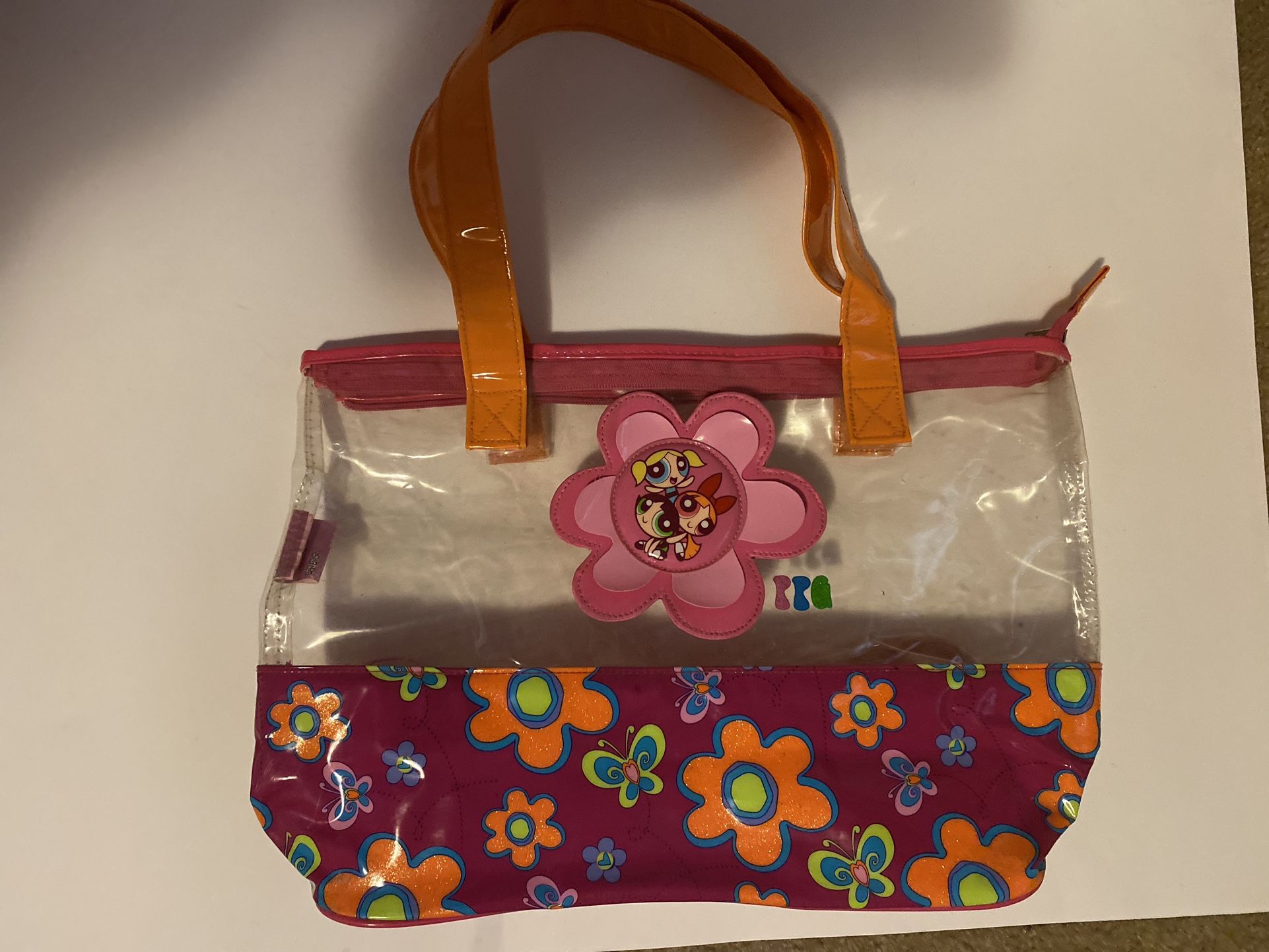 Vintage Collectible Powerpuff Girls Large Plastic Tote/Beach Bag