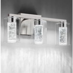 SineRise 3-Light Brushed Nickel Vanity Light with 3 Color Modes (3000K/4000K/6000K), LED Dimmable
