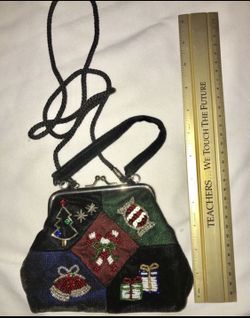 Children's Christmas Purse with shoulder and hand straps 5 inches by 7 inches