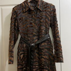 Fur Belted Coat Medium 