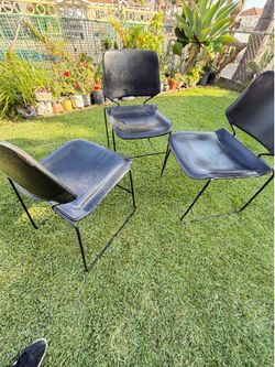 3 Black Plastic Chairs