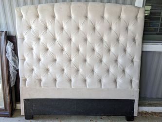 Queen tufted light beige headboard