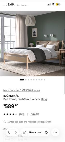 IKEA BJÖRKSNÄS King Bed Frame Birch