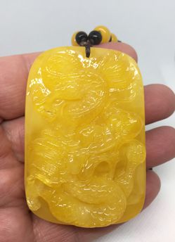 Amber Dragon carving Necklace