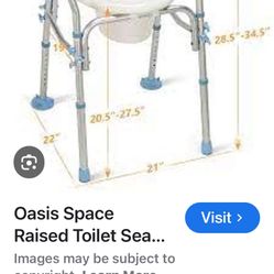 Raised Toilet Seat By Oasis Space F124 Brand New 
