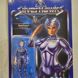 SUPER 7 REACTION FIGURES. SILVERHAWKS. STEELHEART 3.75 " VAC METAL ACTION FIGURE.