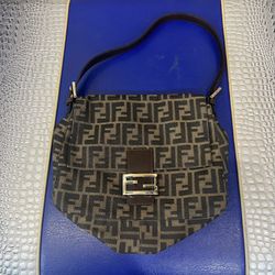 Fendi Mama Shoulder Bag Brown Canvas Zuccino