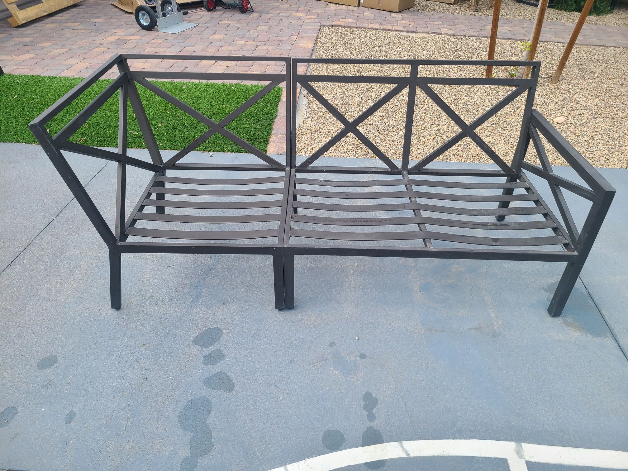 4-piece Welded Aluminum Patio Furniture Love Seat Sofa