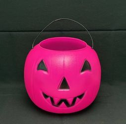 Vintage Halloween candy pail bucket hot pink General Foam Plastics 1990s