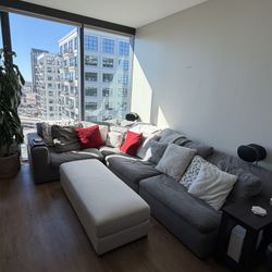 Light Grey Fabric 4 Piece Modular Sofa