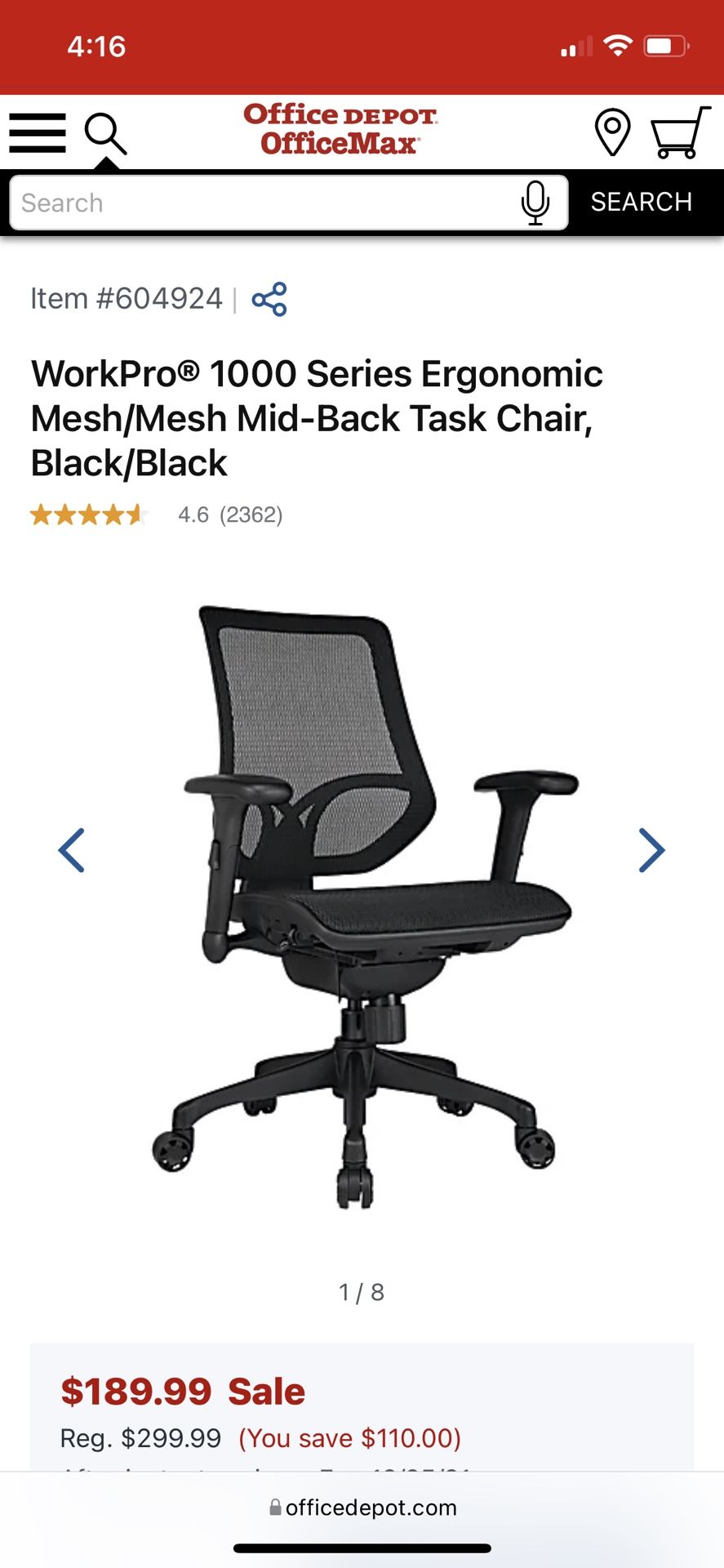WorkPro 1000 Series Ergonomic Mesh Mesh Mid Back Task Chair Black Black for Sale in Boca Raton FL OfferUp