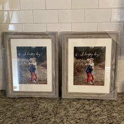 NEW Two 11x14 Matted To 8x10 Light Gray Wood Picture Frames 