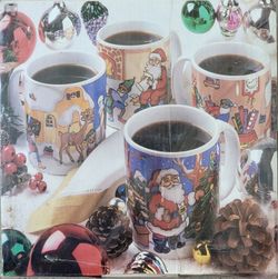 NEW Sealed Vintage Sakura Boxed Set Of 4 Christmas Mugs 1994 Sue Zipkin Stoneware 12 oz.