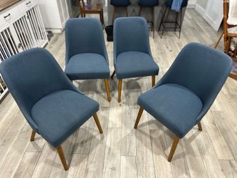 Set of 4 Blue Upholstered Dining Chairs