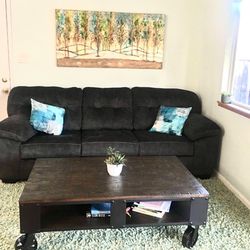 Super Comfy Brand New Microfiber Couch And Loveseat Charcoal Black