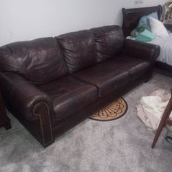 Brown Leather Couch 