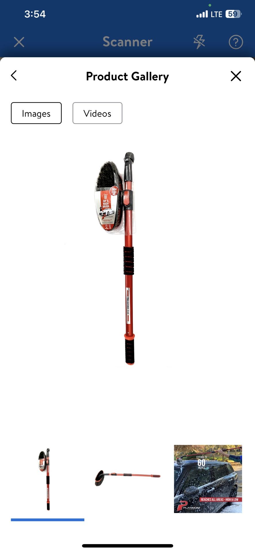 Platinum Series No-Scratch, Soft Bristle Telescoping Car Wash Brush, 60"