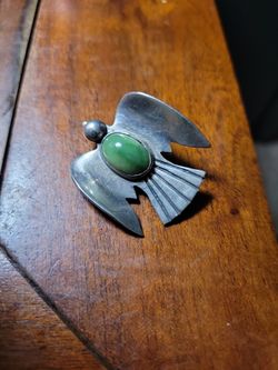 Vintage Sterling Silver Thunderbird Navajo Brooch