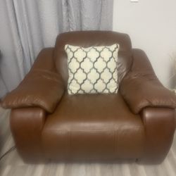 Brown Leather Electric Recliner Single Sofa Seat 