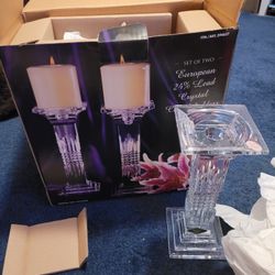 2 Piece Crystal Candleholders 