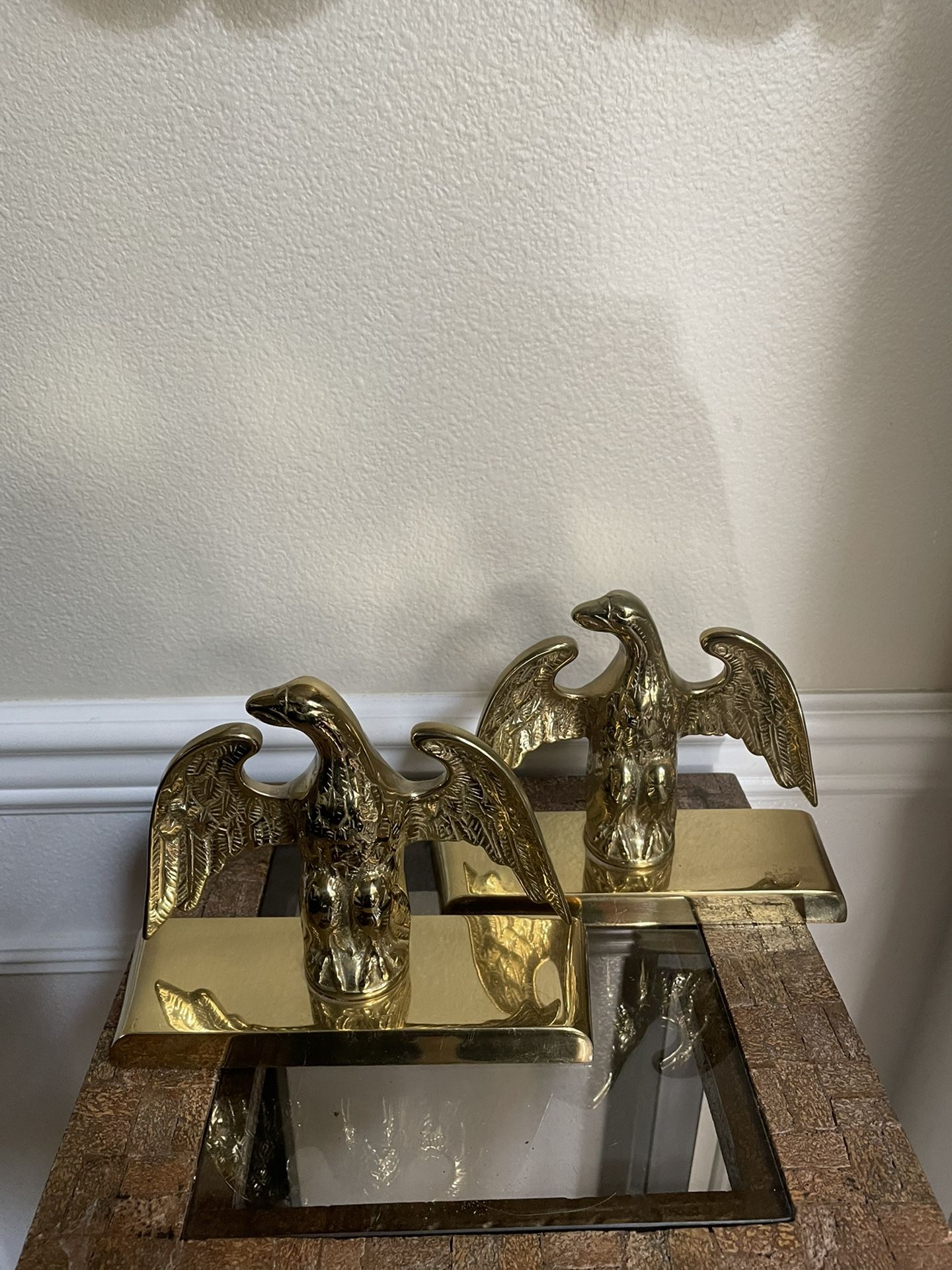 Pair Of Vintage  Solid  Brass Eagle Bookends 6” Tall & 8”Long