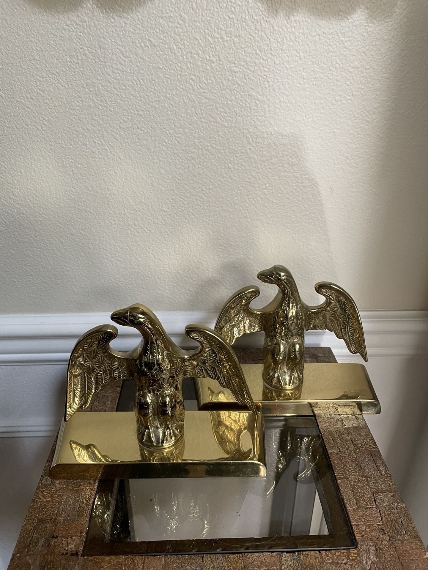 Pair Of Vintage Solid Brass Eagle Bookends 6” Tall & 8”Long