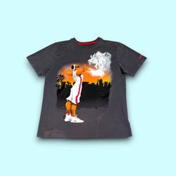 Nike Shirt Men Large Gray LeBron James LBJ King Dri Fit Basketball Powder Toss*