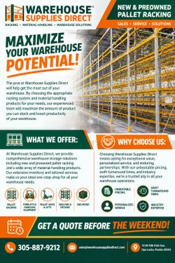Choose the right storage solution: Heavy Duty or Medium Duty for your Flexible Warehouse Operation. Call us today 305-887-9212.