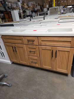 Oakwood 60" Double Bathroom Vanity with White Top