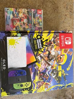 Nintendo Switch OLED Splatoon Edition with Mario Kart 8 and 256gb SD card