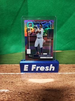 Francisco Lindor 2022 Optic Red Snake Skin Prizm #'d 76/99 New York Mets