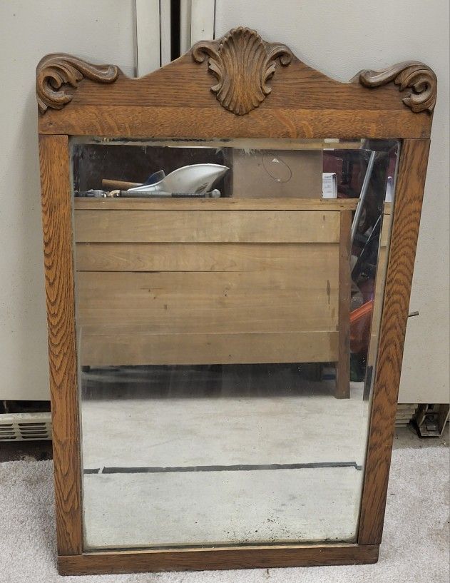 Antique Mirror, Late 1880's, Beveled Glass, 32"×20"