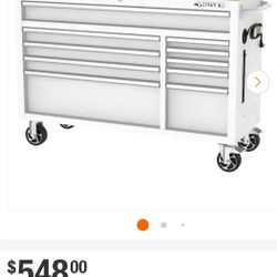 Husky. Modular Tool Storage 52 in. W White Mobile Workbench Cabinet