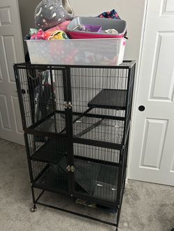 Perfect Pet Cage For Ferret/ Rabbid/ Hedgehog etc. W/ handmade blankets & tubes 20.25 x 54”x 31”