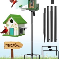 Bird Feeder Pole – 60 Inch Height Bird House Pole with 1-Inch Dia Heavy Duty for Birdfeeders, Feeding Stand with Mount Kit for Outdoor, Slip-Fit Conne