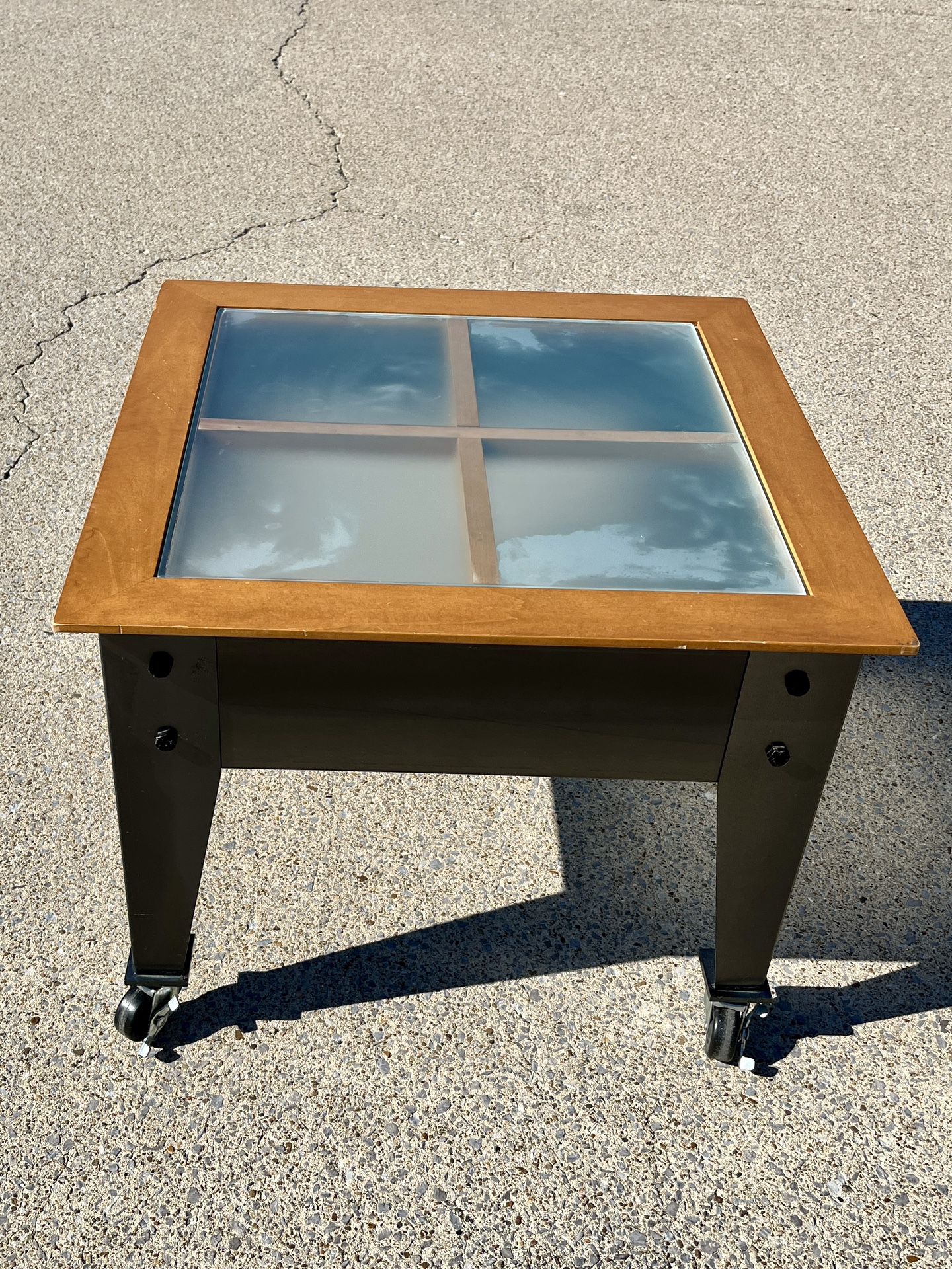 Rolling metal play table/ end table 