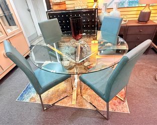 Round Glass Table 4 chairs Dinning Table - 20% OFF OFFER!!!