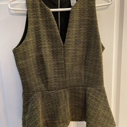 Like New H&M Stylish Sleeveless Peplum Vest Top with Zipper Back - Medium 