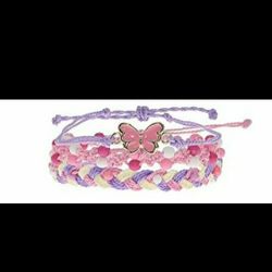 3 Bracelets Butterfly Charm Twisted Bracelet With Beads Braided Bracelet With Beads