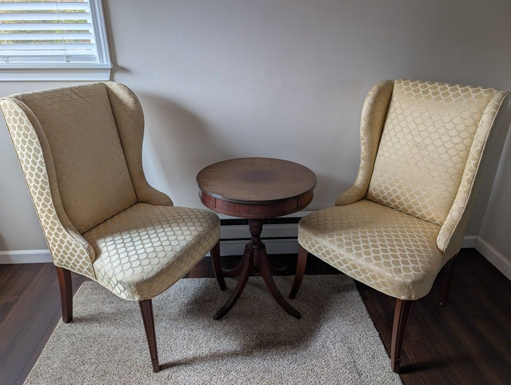 Antique Parlor Chairs And Clawfoot Table