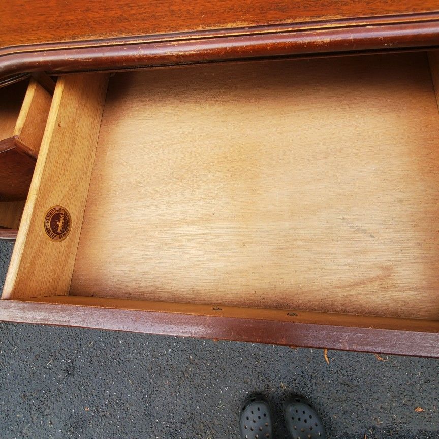 Beautiful Bassett furniture all solid wood work dusk vintage. Antique. Lots of drovers storage space. Only $75 price to sell. Double-sided Desk