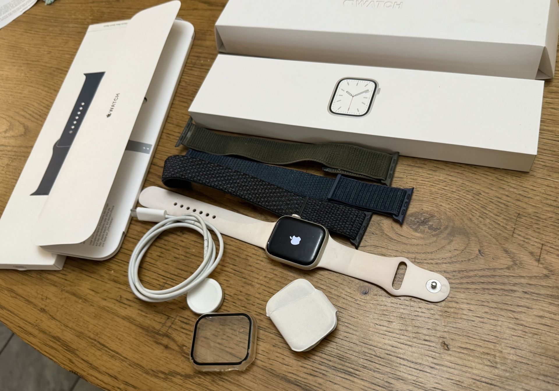45MM Apple iWatch Series 7 w/ Sport Band White Apple Watch