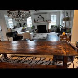 RH inspired hand made solid reclaimed wood dining table 114x37   
