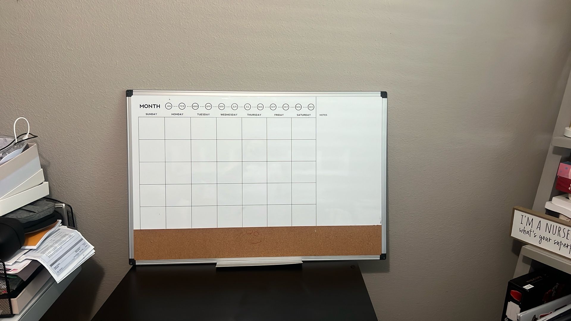 Monthly Calendar Dry Erase Board