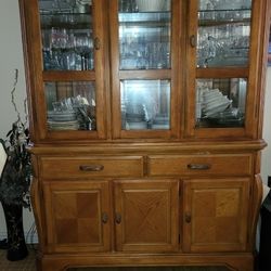 Oak Wood China Cabinet $250